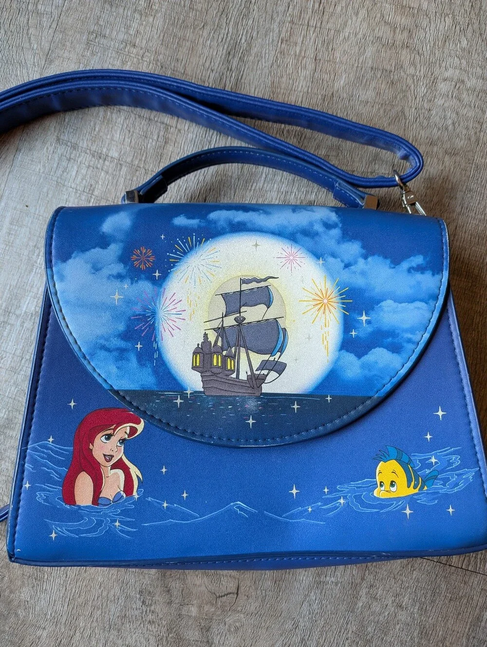 Loungefly The Little Mermaid Fireworks Glow In The Dark Satchel Crossbody Bag